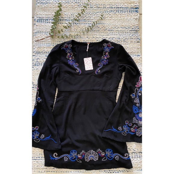 Free People Folk Dress Black - Picture 3 of 8